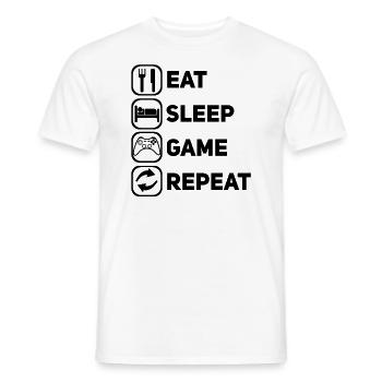 Eat Sleep Game Repeat - Gaming Spruch - Männer T-Shirt - Weiß - Vorne - AI Model Male 178 dark (178cm)