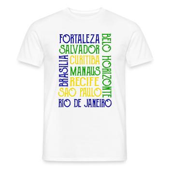 Brazil city name Rio de Janeiro Sau Paulo - Men's T-Shirt - white - Front - AI Model Male 178 dark (178cm)