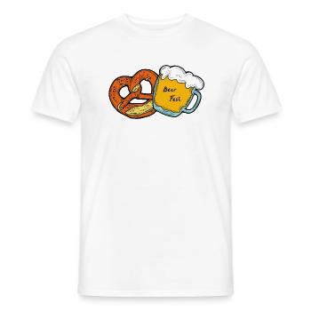 Fête de la bière Octoberfest. Tasse à bière et Brezel. - T-shirt homme - blanc - Devant - AI Model Male 178 dark (178cm)