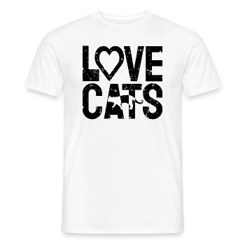 I love Cats ich liebe Katzen Tiere - Männer T-Shirt - Weiß - Vorne - AI Model Male 178 dark (178cm)