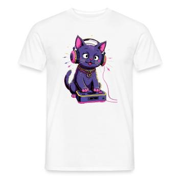 Chat Joueur : Jeux - T-shirt homme - blanc - Devant - AI Model Male 178 dark (178cm)