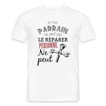 Si parrain ne peut pas le réparer personne ne peut - T-shirt homme - blanc - Devant - AI Model Male 178 dark (178cm)