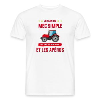 Je suis un mec simple qui aime les tracteurs - T-shirt homme - blanc - Devant - AI Model Male 178 dark (178cm)