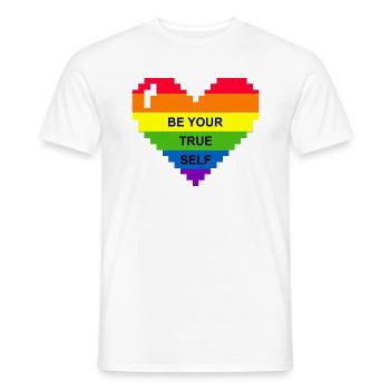 Rainbow Flag Heart Be Your Self Grafik - Männer T-Shirt - Weiß - Vorne - AI Model Male 178 dark (178cm)