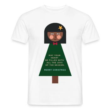Weihnachtsgruß-Puppe im Grün - Männer T-Shirt - Weiß - Vorne - AI Model Male 178 dark (178cm)