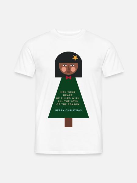 Weihnachtsgruß-Puppe im Grün - Männer T-Shirt - Weiß
