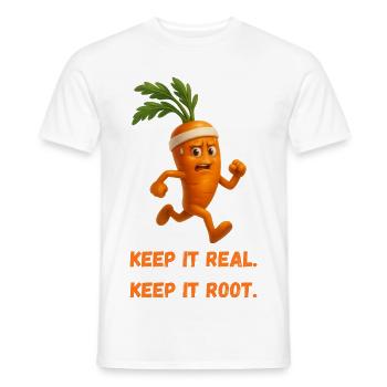 Karotte Läufer – Keep It Real Wurzel Karikatur  - Männer T-Shirt - Weiß - Vorne - AI Model Male 178 dark (178cm)