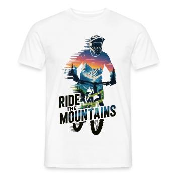 Mountain Bike T-Shirt Ride The Mountains MTB Rider - Men's T-Shirt - white - Front - AI Model Male 178 dark (178cm)