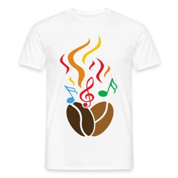 Coffee beans with music notes - Men's T-Shirt - white - Front - AI Model Male 178 dark (178cm)