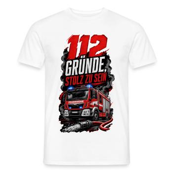112 Gründe Stolz Zu Sein Feuerwehr - Männer T-Shirt - Weiß - Vorne - AI Model Male 178 dark (178cm)