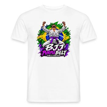 BJJ Lila Gürtel seit Ewigkeiten - Männer T-Shirt - Weiß - Vorne - AI Model Male 178 dark (178cm)