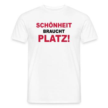 Schönheit braucht Platz! - Männer T-Shirt - Weiß - Vorne - AI Model Male 178 dark (178cm)