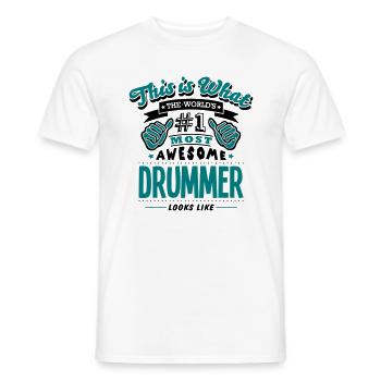 drummer world no1 most awesome copy - Men's T-Shirt - white - Front - AI Model Male 178 dark (178cm)