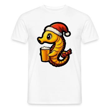 Seepferd Weihnachten Bier - Männer T-Shirt - Weiß - Vorne - AI Model Male 178 dark (178cm)