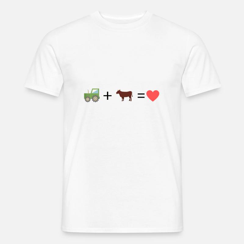 Traktor + Kuh = Glück - Männer T-Shirt - Weiß