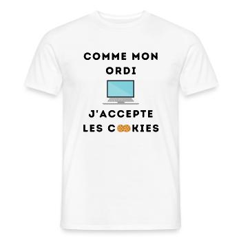 Comme mon ordi j'accepte les cookies - T-shirt homme - blanc - Devant - AI Model Male 178 dark (178cm)