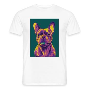 French Bulldog - T-shirt homme - blanc - Devant - AI Model Male 178 dark (178cm)