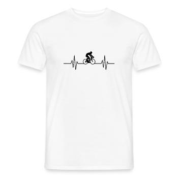 Vélo | Cyclisme | Battement de coeur | pulsation - T-shirt homme - blanc - Devant - AI Model Male 178 dark (178cm)