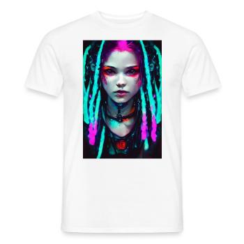 Cyber Goth Girl Neon Farben Dreadlocks Cyber Punk - Männer T-Shirt - Weiß - Vorne - AI Model Male 178 dark (178cm)