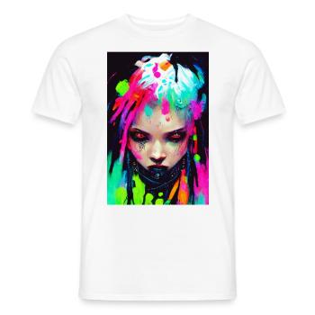Evil Cyber Goth Girl Neon Farben Dreadlocks Punk - Männer T-Shirt - Weiß - Vorne - AI Model Male 178 dark (178cm)