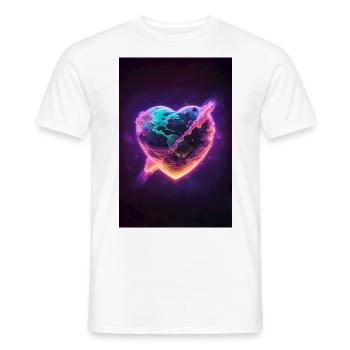 Heart-shaped planet in space Colorful universe - Men's T-Shirt - white - Front - AI Model Male 178 dark (178cm)