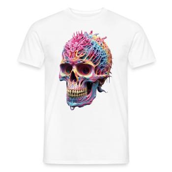 Trippy Skull Skull 3D Colorful Punk Pop - Men's T-Shirt - white - Front - AI Model Male 178 dark (178cm)