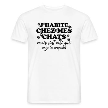 J'habite chez mes chats - T-shirt homme - blanc - Devant - AI Model Male 178 dark (178cm)