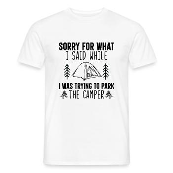 Cool Camping Saying Gift Idea - Men's T-Shirt - white - Front - AI Model Male 178 dark (178cm)