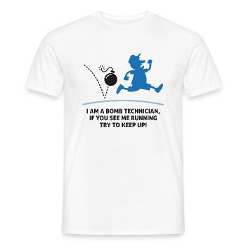 When a bomb squads running, follow him! - Men's T-Shirt - white - Front - AI Model Male 178 dark (178cm)
