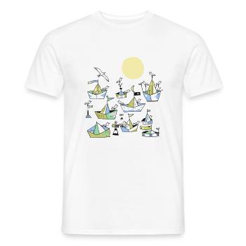 mouettes - T-shirt homme - blanc - Devant - AI Model Male 178 dark (178cm)