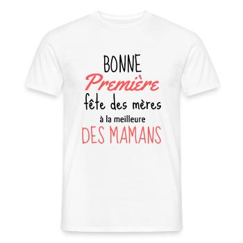 Cadeau première fête des mères - T-shirt homme - blanc - Devant - AI Model Male 178 dark (178cm)