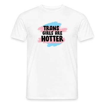 Trans Girls are hotter Transgender Sort - T-shirt homme - blanc - Devant - AI Model Male 178 dark (178cm)