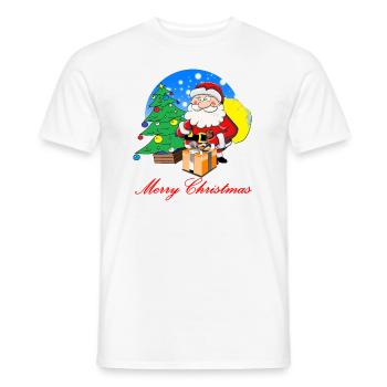 Weihnachtsmann mit Sack voller Geschenke - Männer T-Shirt - Weiß - Vorne - AI Model Male 178 dark (178cm)