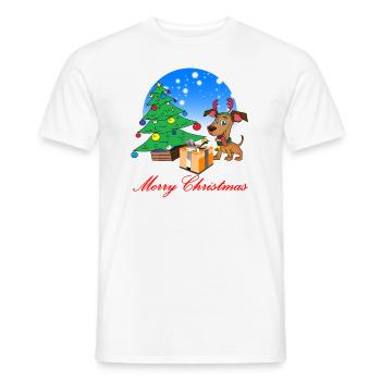 Weihnachten Merry Christmas Hund Rentier - Männer T-Shirt - Weiß - Vorne - AI Model Male 178 dark (178cm)