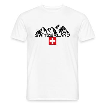 Switzerland! Mountains, skiing, fondue, raclette - Men's T-Shirt - white - Front - AI Model Male 178 dark (178cm)