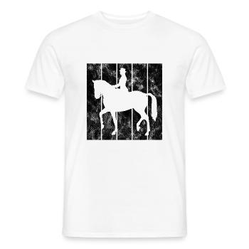 Dressage Cavalier de dressage Cheval d’équitation - T-shirt homme - blanc - Devant - AI Model Male 178 dark (178cm)