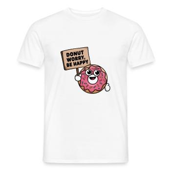 Donut worry be happy - Men's T-Shirt - white - Front - AI Model Male 178 dark (178cm)