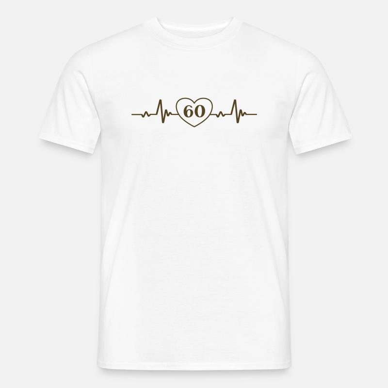 60. Geburtstag Herz 60 - Männer T-Shirt - Weiß