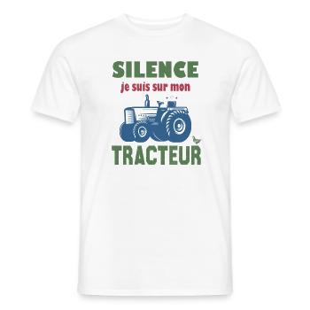 Humour Tracteur Personnalisé - T-shirt homme - blanc - Devant - AI Model Male 178 dark (178cm)