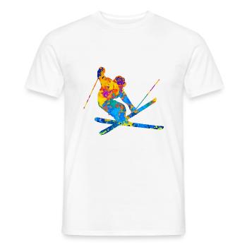 Ski Ski Ski Sports d’hiver Idée cadeau - T-shirt homme - blanc - Devant - AI Model Male 178 dark (178cm)
