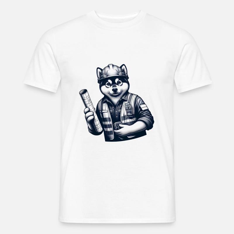 Cute Dog Construction Worker - Männer T-Shirt - Weiß