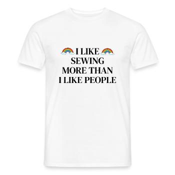 I like sewing more than people - Men's T-Shirt - white - Front - AI Model Male 178 dark (178cm)