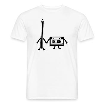 Cassette crayon vhs disquette cassette - T-shirt homme - blanc - Devant - AI Model Male 178 dark (178cm)