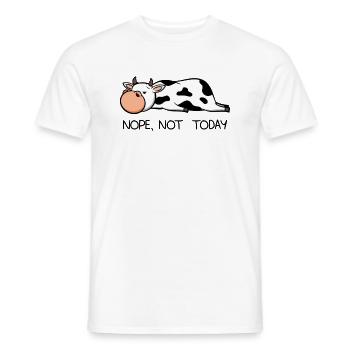 Funny Lazy Cow Calf Nope farmer milk gift - Men's T-Shirt - white - Front - AI Model Male 178 dark (178cm)