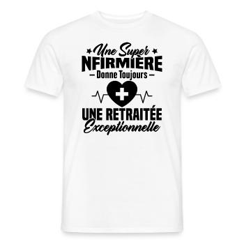Humour infirmière retraitée, Cadeau retraite - T-shirt homme - blanc - Devant - AI Model Male 178 dark (178cm)
