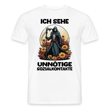 Ich Sehe Unnötige Sozialkontakte - Sensenmann - Männer T-Shirt - Weiß - Vorne - AI Model Male 178 dark (178cm)