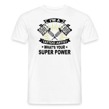 Supermacht, Tattoo, Geschenk, Job, Haut, Farbe - Männer T-Shirt - Weiß - Vorne - AI Model Male 178 dark (178cm)