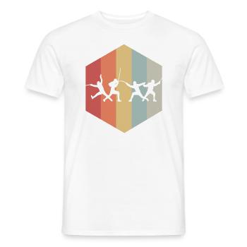 Retro Fencing Gift Degen Duel sword fight - Men's T-Shirt - white - Front - AI Model Male 178 dark (178cm)