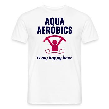 Aquagym Fitness aquatique Aqua Exercice - T-shirt homme - blanc - Devant - AI Model Male 178 dark (178cm)