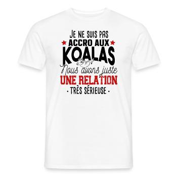 Koala Relation Animal Mignon Cadeau Humour Zoo - T-shirt homme - blanc - Devant - AI Model Male 178 dark (178cm)